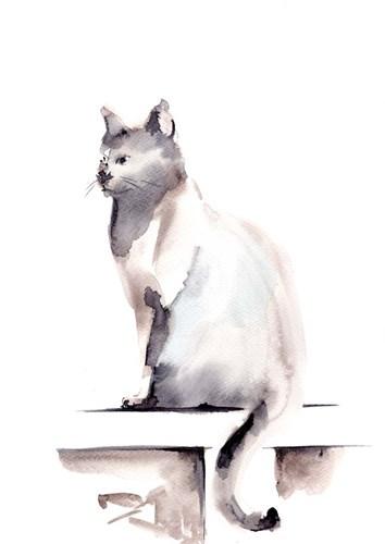 Кот сидящий боком рисунок