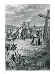 Jacques Cartier Setting up a Cross at Gaspe