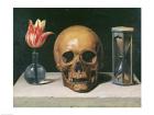 Vanitas Still Life with a Tulip, Skull and Hour-Glass