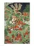 Buddha cutting a tuft of hair, Tibetan temple banner