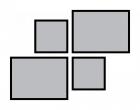 7. Kompozícia rámov - 2x čierny obdĺžnikový rám, 2x čierny štvorcový rám,125x95 cm