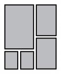 8. Kompozícia rámov - 1x čierny obdĺžnikový rám, 60x90 cm, 2x čierny obdĺžnikový rám, 42x63,5 cm, 2x čierny obdĺžnikový rám, 28x37 cm 105x130 cm