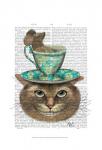 Cheshire Cat with Cup on Head