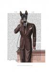 Doberman on Phone