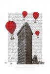 Flat Iron Building and Red Hot Air Balloons