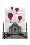 Taj Mahal and Red Hot Air Balloons