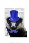 Badger with Blue Top Hat and Moustache