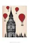 Big Ben and Red Hot Air Balloons