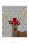 Deer With Red Hat and Moustache