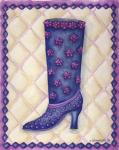 Boots Blue With Pink Flowers Dots