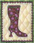 Boots Magenta With Roses With Leaves
