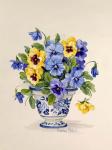 Blue and White Porcelain Pansies