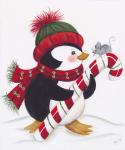 Penguin With Mouse On A Candy Cane