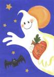 Ghost With Pumpkin And Orange Moon
