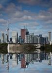 Toronto Skyline From The Pape Ave Bridge Reflection No 1