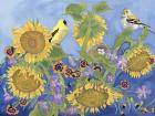 Goldfinches With Sunflowers