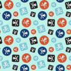 Pirate Badge Pattern Blue