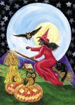 Red Witch Halloween Moon