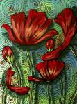 Red Poppies & Swirls