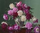 Peonies In Peacock Vase