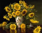 Sunflowers in a Chinese Peacock Vase