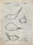 Metallic Golf Club Head Patent - Antique Grid Parchment