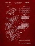 Toy Building Brick Patent - Burgundy
