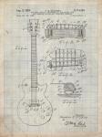 Guitar & Combined Bridge & Tailpiece Therefor Patent - Antique Grid Parchment