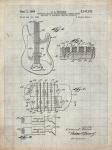 Electric Guitar Patent - Antique Grid Parchment