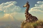 Giraffe And Distant Mountain