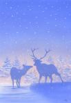 Winter Snow Deer Silhouette