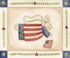 Patriotic Bunny Angel With Flag