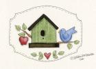 Green Birdhouse With Bird