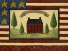 Red House With Flag Border