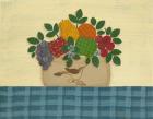 Fruit With Dark & Lt. Blue Tablecloth