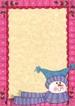 Bright Snowman W/Pink Border