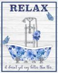 Blue Floral Bath Art A