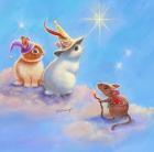 Two Lop Eared Bunnies Mouse and Two Bunnies in Clouds II