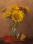 Sunflowers and Red Cloth