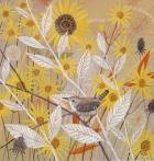 Wren and Yellow Flowers