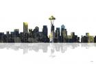 Seattle Washington Skyline BW 1