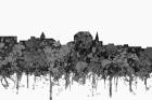 Augusta Maine Skyline - Cartoon B&W