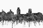 Camden New Jersey Skyline - Cartoon B&W