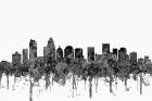 Charlotte NC Skyline - Cartoon B&W