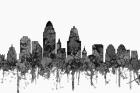 Cincinnati Ohio Skyline - Cartoon B&W