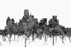 Dallas Texas Skyline - Cartoon B&W