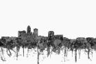 Des Moines Iowa Skyline - Cartoon B&W