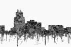 Durham North Carolina Skyline - Cartoon B&W