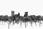 Fort Wayne Indiana Skyline - Cartoon B&W