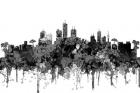 Honolulu Hawaii Skyline 2-  Cartoon B&W